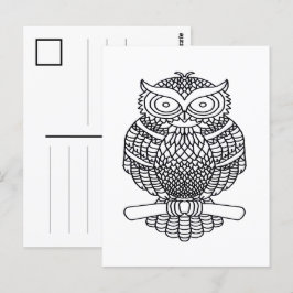 Uggla (vitt) - vykort