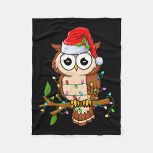 Uggla Wearing Santa Hat Julafton - Birds Uggla Äls Fleecefilt