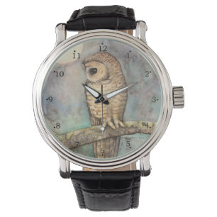 Uggla Wildlife Akvarell konst av Molly Harrison Armbandsur