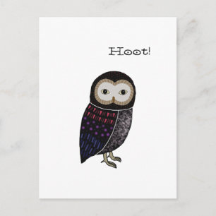 Uggla Wildlife illustration Cute Screech Uggla Hoo Vykort