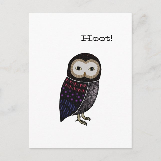Uggla Wildlife illustration Cute Screech Uggla Hoo Vykort (Framsida)