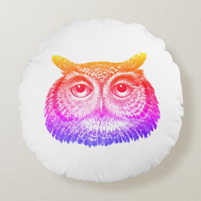 Uggla Wisdom Head Meditating Rund Kudde (Framsidan)