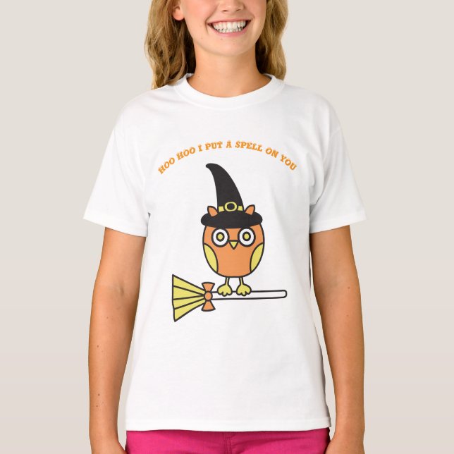 Uggla Witch Girl's T-Shirt (Framsida)