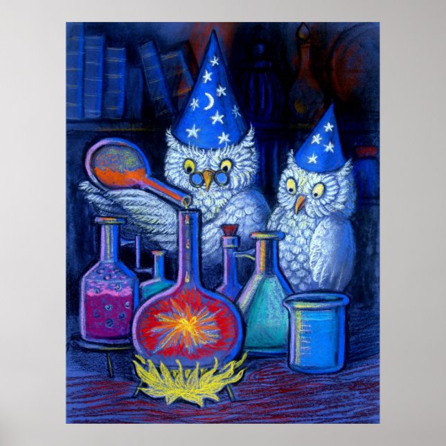 Uggla Wizards Magic alchemy Whimsical, poster (Framsidan)