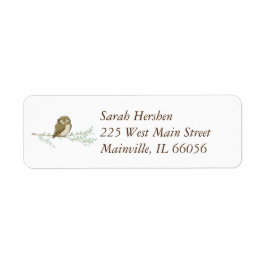 Uggla Woodland Animal Baby Shower Returadress Etikett