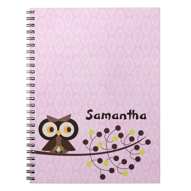 Uggla Woodland Hoot Night Spiral - bärbar dator Anteckningsbok (Framsidan)