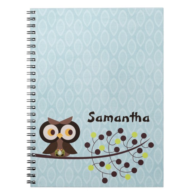 Uggla Woodland Hoot Night Spiral - bärbar dator Anteckningsbok (Framsidan)