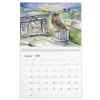 Uggla zodiac fantasi - vattenfärger kalender