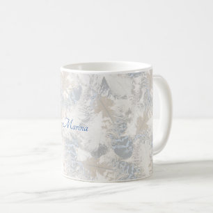 ugglafjädrar, grått, beige och blått, fågel so kaffemugg