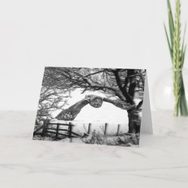 Ugglaflyg i snön helgkort