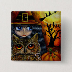 Ugglahäxan Halloween knäppas Knapp
