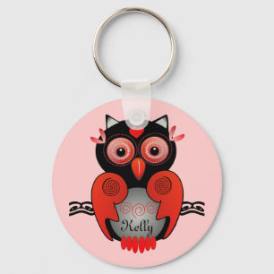 Ugglakeychain med namn nyckelring