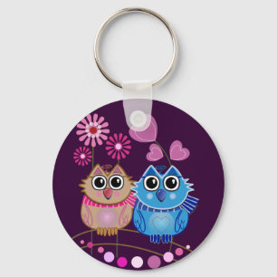 Ugglakeychain med ugglan kopplar ihop förälskat nyckelring