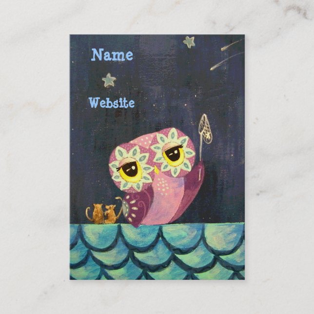 Ugglakonst fångar en fallande stjärna visitkort (Framsida)