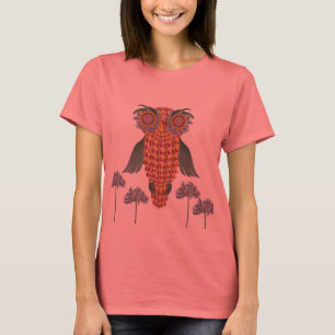 Ugglan av visdom och blommor tee shirt