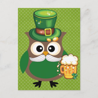 Ugglan för St. Patrick's Day Vykort