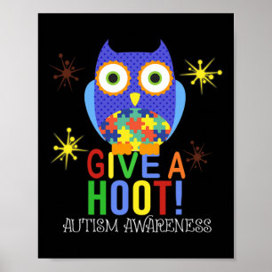 Ugglan ger ett tut Autism Medvetenhet För Kid Kvin Poster