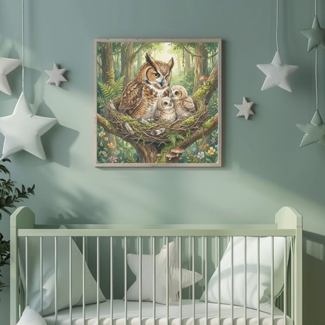 Ugglan Mamma och hennes ugglungar förskola Poster (Skapare uppladdad)