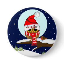 Ugglan med den Santa hatten & anpassningsbarnamn