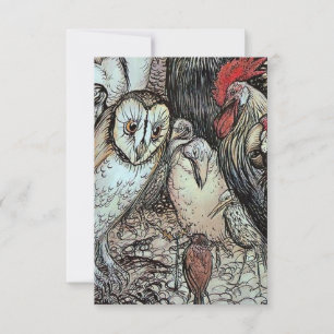 “Ugglan och fåglarna” av Arthur Rackham OSA Kort