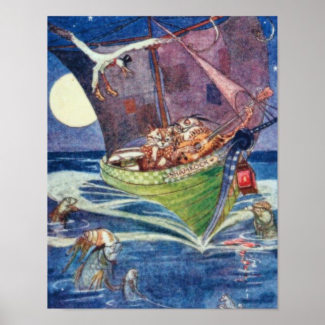 Ugglan och katten William Pogany Finkonst Poster (Framsidan)