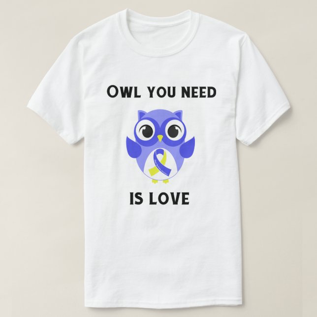 Ugglan som du behöver, är kärlek, den Down Tee (Design framsida)