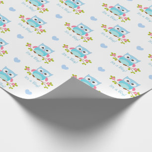 Ugglan som slår in pappra pojkeblått är det, en presentpapper