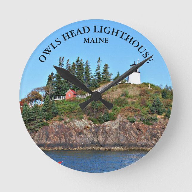 Ugglans huvudfyr, Maine Round Wall Clock Rund Klocka (Framsida)