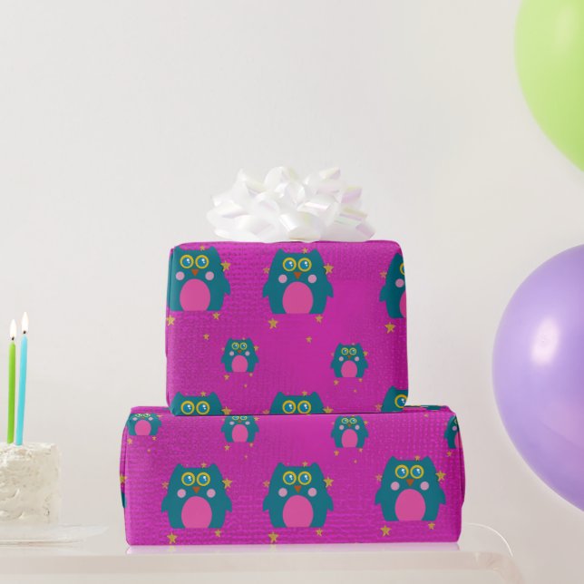 Ugglans turkos Violett presentpapper Barnkalas (Festgåvor)