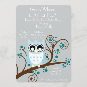 Ugglatemababy shower inbjudningar