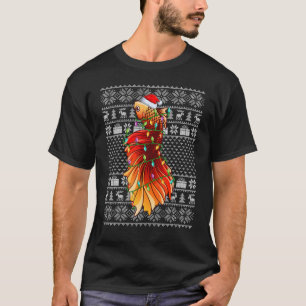 Ugglatt sötare Stil Julafton Ljus Santa Betta Fish T Shirt