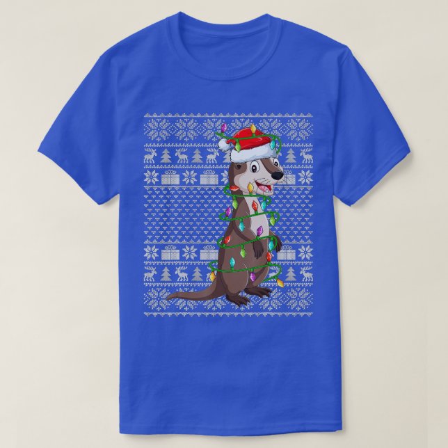 Ugglatt sötare Stil Julafton Ljus Santa Sea Otter  T Shirt (Design framsida)