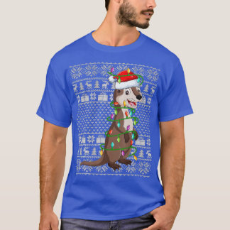 Ugglatt sötare Stil Julafton Ljus Santa Sea Otter T Shirt