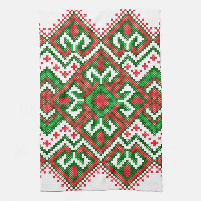 Ugglatt svettare mönster Festive-julhandduken Kökshandduk (Vertikal)