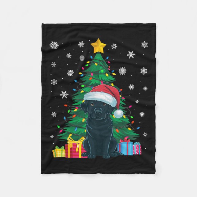 Ugglatt Sweater Julafton Träd Ljus Black Labrador  Fleecefilt (Framsidan)