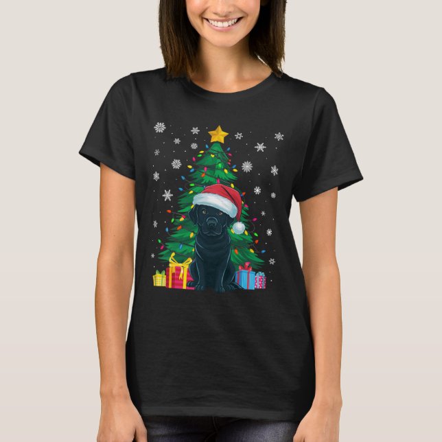 Ugglatt Sweater Julafton Träd Ljus Black Labrador  T Shirt (Framsida)