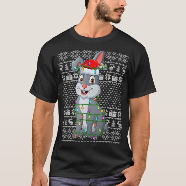 Ugglatt Sweater Stil Julafton Ljus Santa Rabbit Kr T Shirt (Framsida)