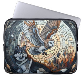 Uggle- och vargmosaik Ai-konst Laptop Fodral