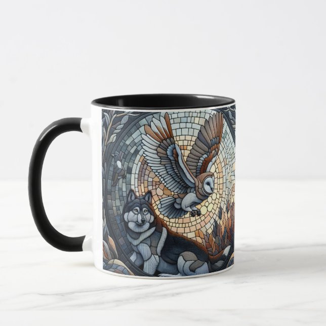 Uggle- och vargmosaik Natur Ai Konst  Mugg (Vänster)