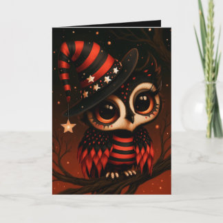 Ugglehäxa Halloween-kostymillustration Kort
