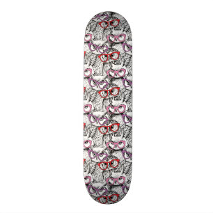 Ugglemönster med glasögon mini skateboard bräda 18,5 cm