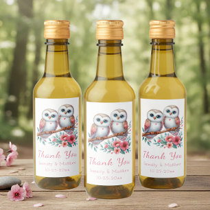 Uggleskog Boho Rustik Tack Bröllop på landet Vinetikett