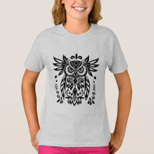 Ugglevänner Rustika Skogar Svart Vitt Bohemskt T Shirt