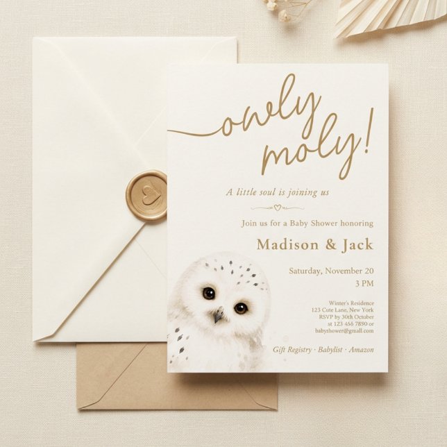 Ugglig Moly Baby Shower-fest Inbjudningar (Owly Moly Baby Shower Invitation)