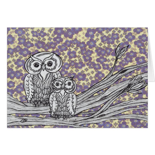 Ugglor 27 hälsningskort (Framsidan Horizontal)