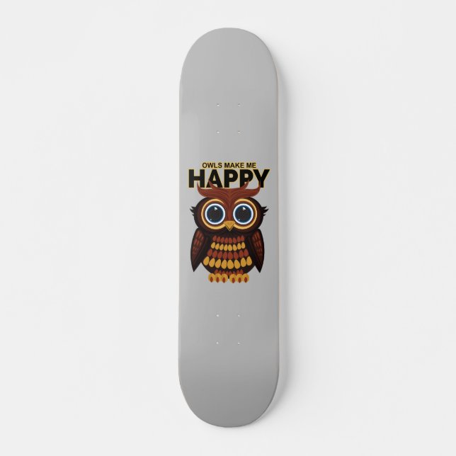 Ugglor Gör Mig Glad Mini Skateboard Bräda 18,5 Cm (Framsida)