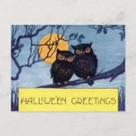 Ugglor i ett Träd Halloween-vykort Vykort