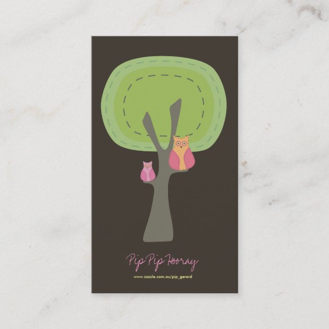 Ugglor i on-line lageraffär för träd profilerar visitkort (Framsida)