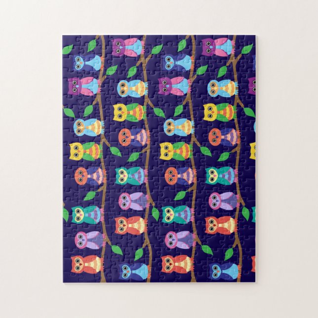 Ugglor i träd pussel (Vertikal)