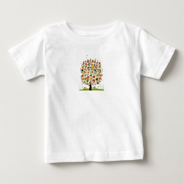 Ugglor i trädskjorta tee shirt (Framsida)